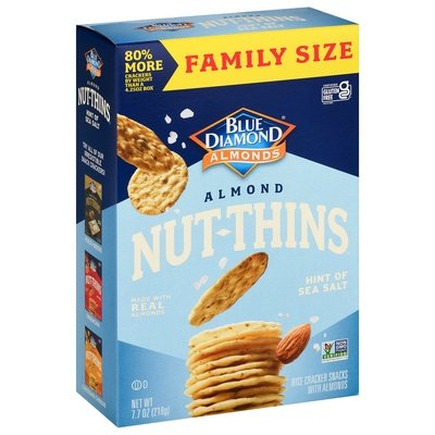 Blue Diamond Rice Cracker Snacks Almond Hint of Sea Salt Family Size 6/7.7 OZ [UNFI #2673960] [ebt]