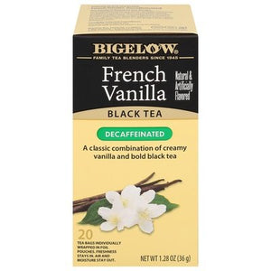 Bigelow Black Tea Decaffeinated French Vanilla Tea Bags 6/20 Bag [UNFI #0887455] [ebt]