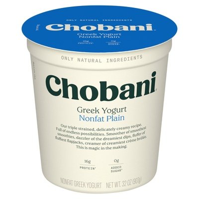 Chobani Yogurt Greek Nonfat Plain 6/32 OZ [UNFI #0544825] [ebt]