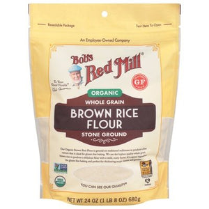 Bobs Red Mill Brown Rice Flour Organic Whole Grain Stone Ground 4/24 OZ [UNFI #2486587] [ebt]