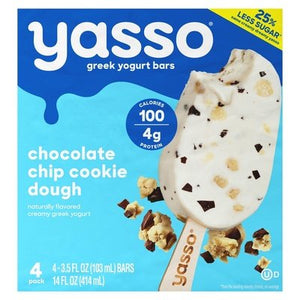 Yasso Yogurt Bars Greek Chocolate Chip Cookie Dough 4 Pack 8/4/3.5 OZ [UNFI #1652205] [ebt]