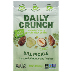 Daily Crunch Sprouted Nut Snacks Dill Pickle Uniquely Crunchy 6/4 OZ [UNFI #3045226] [ebt]