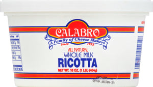 Calabro Cheese Cheese Whole Milk Ricotta 12/16 OZ [UNFI #0727420] [ebt]