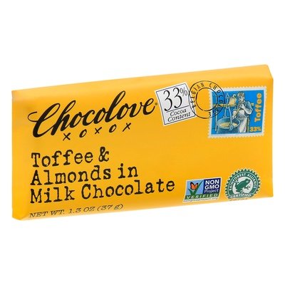 Chocolove Milk Chocolate Toffee & Almonds 33% Cocoa Content 12/1.3 OZ [UNFI #0663914] [ebt]