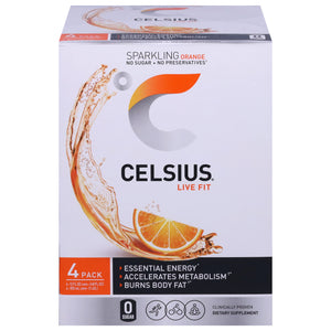 Celsius Energy Drink Orange Sparkling 4 Pack 6/4/12 FZ [UNFI #2841336] [ebt] D