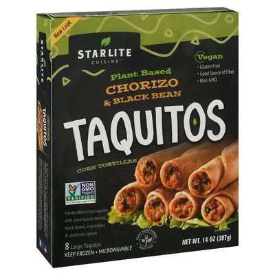 Starlite Cuisine Taquitos Chorizo & Black Bean 6/14 OZ [UNFI #1502889] [ebt]