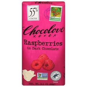 Chocolove Dark Chocolate Raspberries 55% Cocoa 12/3.1 OZ [UNFI #1182781] [ebt]