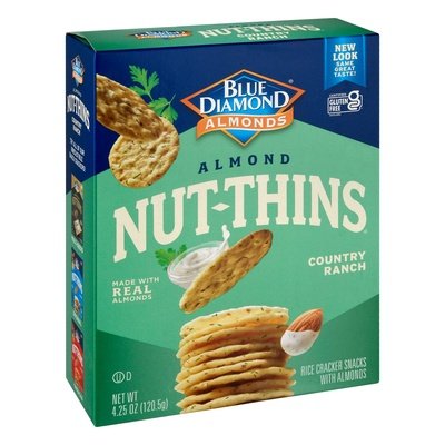 Blue Diamond Rice Crackers Snacks With Almonds Country Ranch 12/4.25OZ [UNFI #0722835] [ebt]