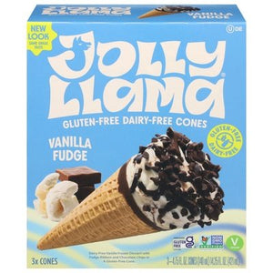 Jolly Llama Cones Dairy-Free Gluten-Free Vanilla Fudge 8/3 CT [UNFI #2670123] [ebt]