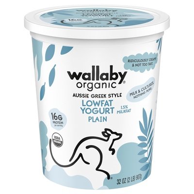 Wallaby Organic Yogurt Lowfat Plain Aussie Greek Style 6/32 OZ [UNFI #1196963] [ebt]