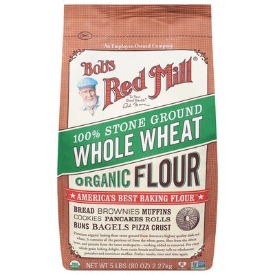 Bobs Red Mill Whole Wheat Flour Organic 100% Stone Ground 8/5 LB [UNFI #3080785] [ebt]