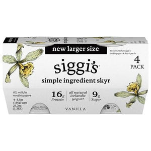 Siggis Yogurt Nonfat Vanilla 4 Pack 4/4/5.3 Z [UNFI #2794600] [ebt]