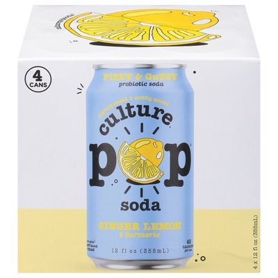 Culture Pop Soda Probiotic Soda Ginger Lemon & Turmeric 6/4/12 OZ [UNFI #2706679] [ebt] D