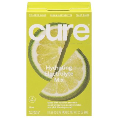 Cure Hydration Electrolyte Mix Lime Hydrating 8 Pack 12/8 CT [UNFI #2913507] [ebt]