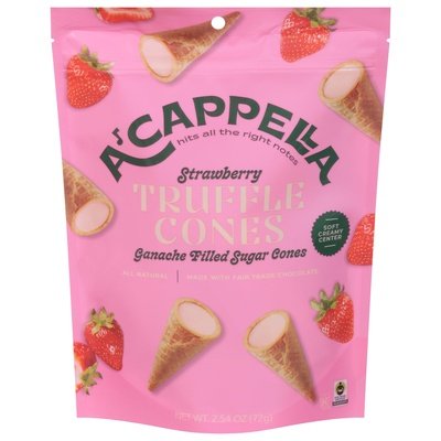 Acappella Truffle Cones Strawberry 6/2.54 OZ [UNFI #2982833] [ebt]