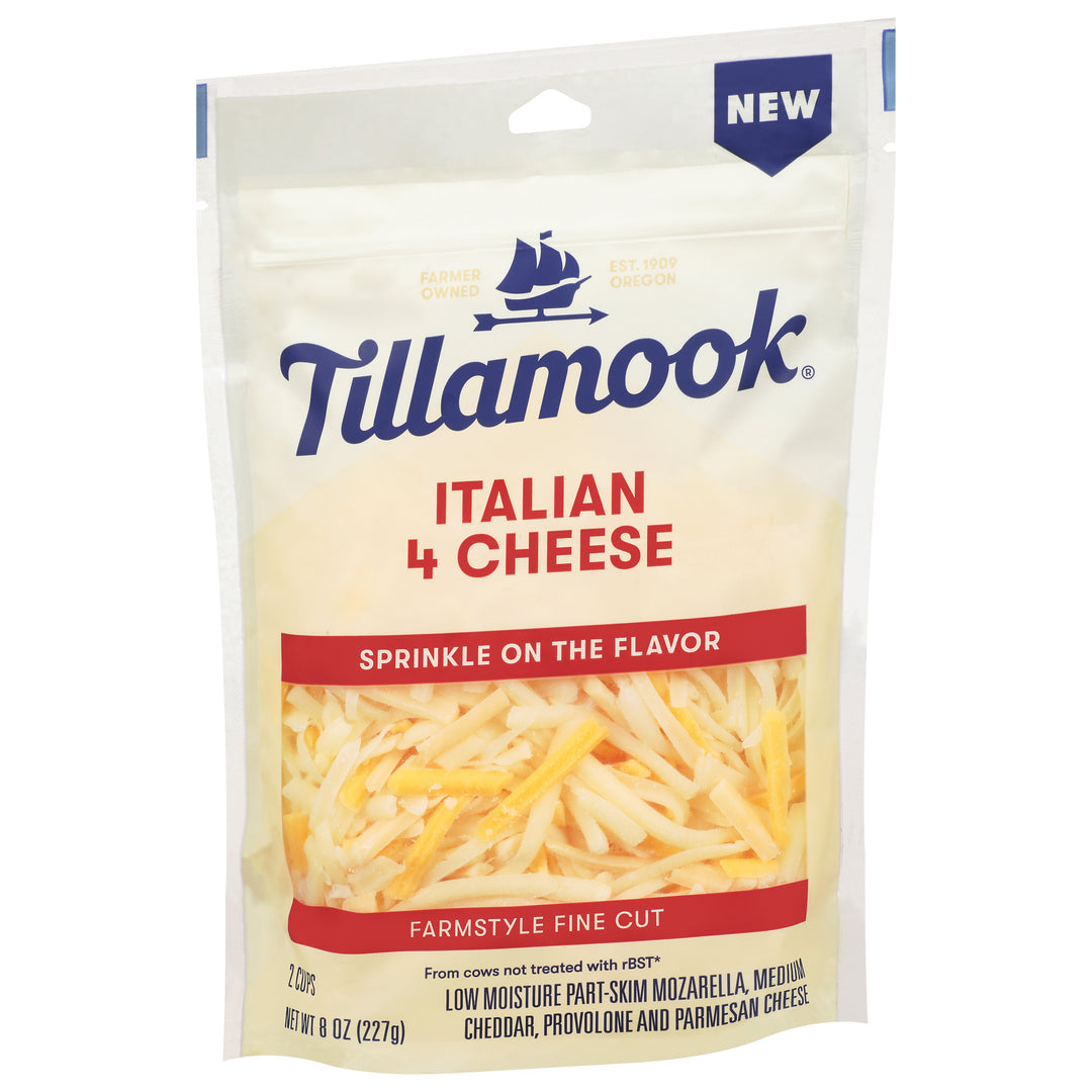 Tillamook Shredded Cheese Italian 4 Cheese Farmstyle Fine Cut 12/8 OZ [UNFI #2822294] [ebt]