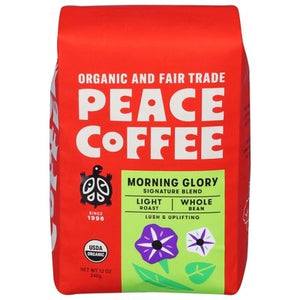 Peace Coffee Coffee Whole Bean Light Roast Morning Glory 6/12 OZ [UNFI #2863660] [ebt]