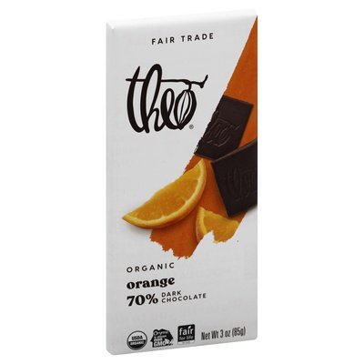 Theo Chocolate Dark Chocolate Organic Orange 70% 12/3 OZ [UNFI #0677781] [ebt]