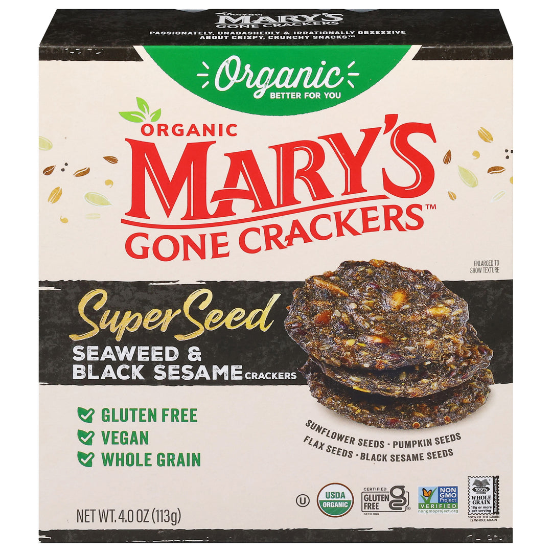 Marys Gone Crackers Crackers Seaweed & Black Sesame Super Seed 6/4 OZ [UNFI #3125952] [ebt]