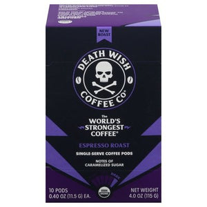 Death Wish Coffee Coffee Dark Espresso Roast Single-Serve Pods 6/10 CT [UNFI #2867729] [ebt]