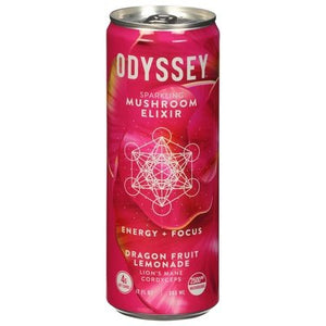 Odyssey Mushroom Elixir Sparkling Energy + Focus Dragon Fruit Lemonade 12/12 OZ [UNFI #2849404] [ebt]