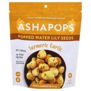 Ashapops Popped Water Lily Seeds Turmeric Garlic 6/1 OZ [UNFI #2602332] [ebt]