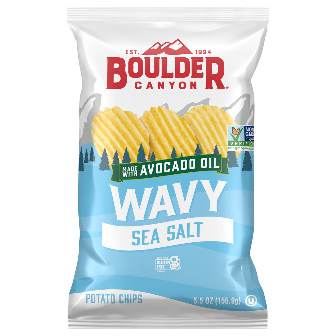 Boulder Canyon Potato Chips Sea Salt Wavy 12/5.5 OZ [UNFI #3106747] [ebt]