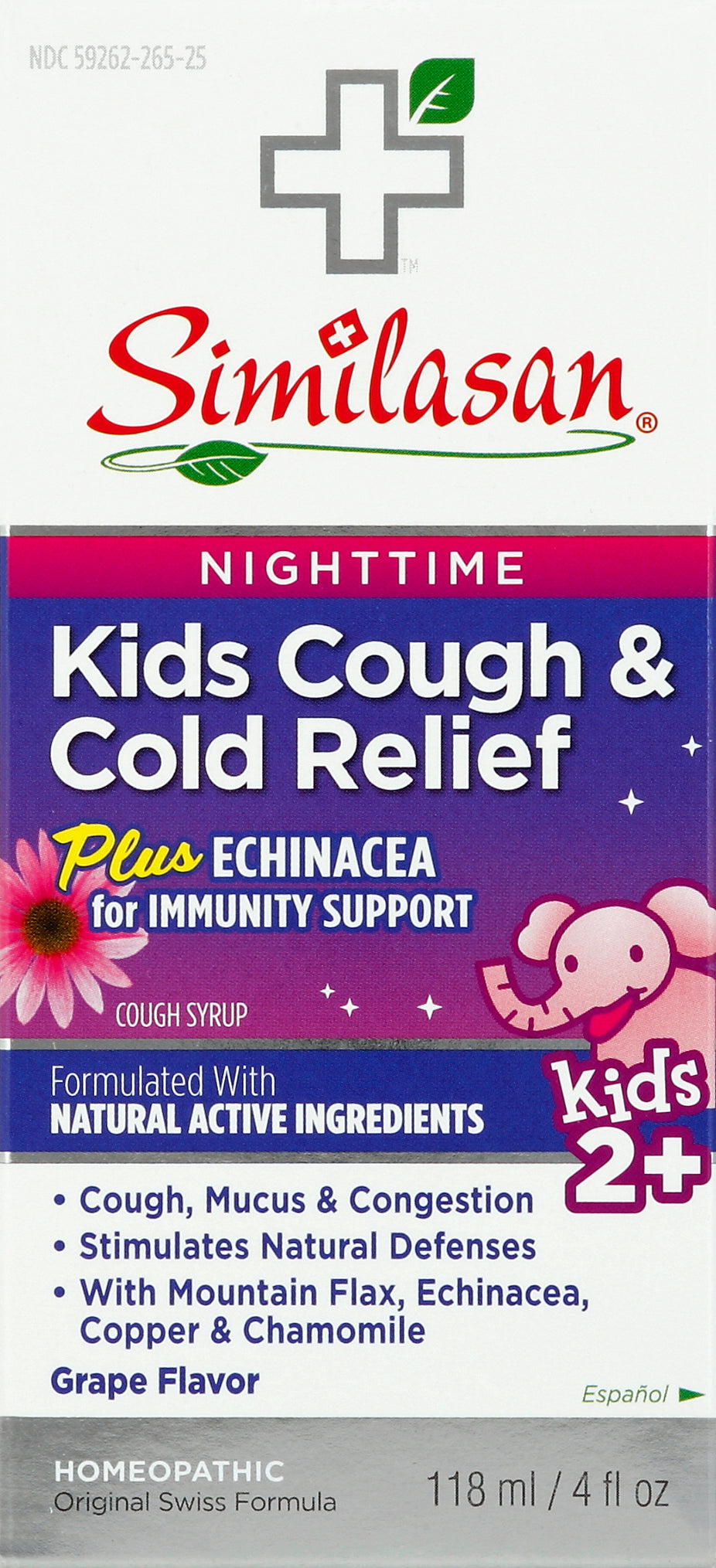 Similasan Cough & Cold Relief Kids Nighttime Cough Syrup Grape Flavor 1/4 FZ [UNFI #2063204]