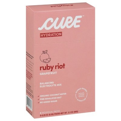 Cure Hydration Electrolyte Mix Hydration Ruby Riot Grapefruit 8 Pack 12/8 CT [UNFI #2961993] [ebt]