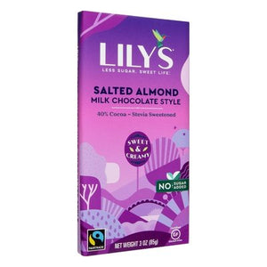 Lilys Salted Almond Milk Chocolate Style 40% Cocoa 12/3 OZ [UNFI #1279009] [ebt]