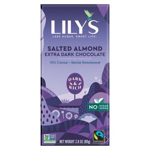 Lilys Chocolate Extra Dark Salted Almond 70% Cocoa 12/2.8 OZ [UNFI #2066298] [ebt]