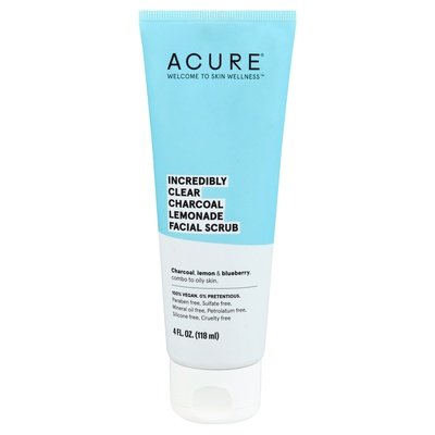 Acure Facial Scrub Incredibly Clear Charcoal Lemonade 1/4 OZ [UNFI #2344398] T