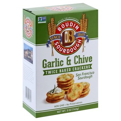 Boudin Sourdough Crackers Garlic & Chive Twice Baked 12/5 OZ [UNFI #2327286] [ebt]