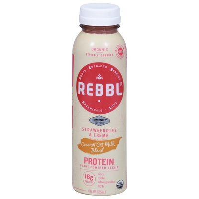 Rebbl Plant-Powered Elixir Strawberries & Creme Coconut Oat Milk Blend Protein 12/12 OZ [UNFI #2929735] [ebt]