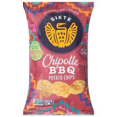 Siete Potato Chips Chipotle BBQ Kettle Cooked Papitas 6/5.5 OZ [UNFI #2677292] [ebt]