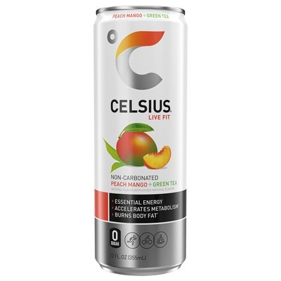 Celsius Energy Drink Peach Mango + Green Tea Non-Carbonated 12/12 OZ [UNFI #2406338] [ebt] D