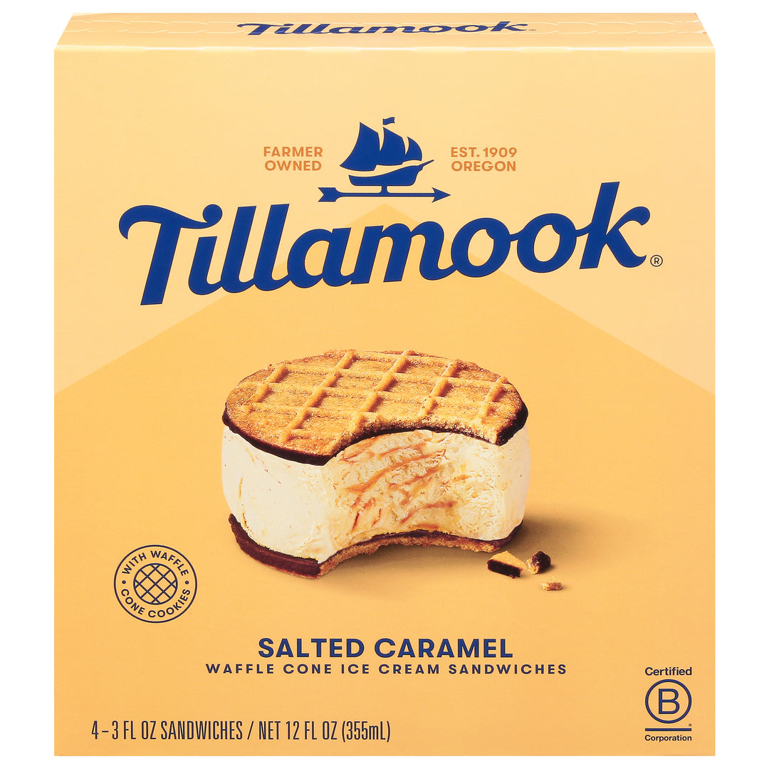 Tillamook Ice Cream Sandwiches Salted Caramel 12/12 FZ [UNFI #2555340] [ebt]