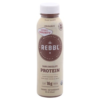 Rebbl Plant- Powered Elixir Organic Dark Chocolate Protein 12/12 OZ [UNFI #1818889] [ebt]