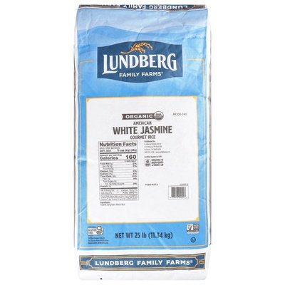 Lundberg Family Farms Gourmet Rice Organic White Jasmine American 25 Lb [UNFI #0300533] [ebt]