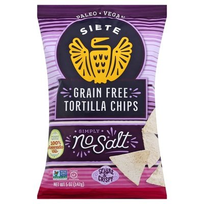 Siete Tortilla Chips Grain Free Simply No Salt 12/5 OZ [UNFI #2289171] [ebt]