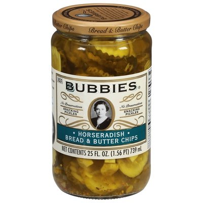 Bubbies Pickles Bread & Butter Chips Horseradish 6/25 OZ [UNFI #2946929] [ebt]