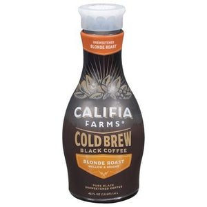 Califia Farms Coffee Cold Brew Blonde Roast Pure Black Unsweetened 6/48 OZ [UNFI #2085900] [ebt]