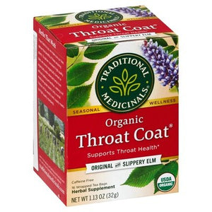 Traditional Medicinals Herbal Supplement Organic Original With Slippery Elm Throat Coat Tea Bags 6/16 Bag [UNFI #0651307] [ebt]