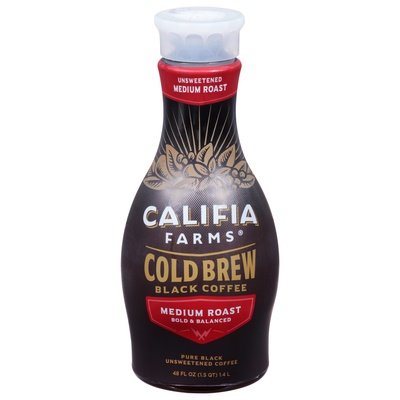Califia Farms Coffee Black Cold Brew Medium Roast Unsweetened 6/48 OZ [UNFI #2085892] [ebt]